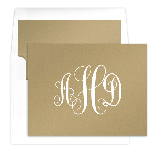 Grand Monogram Folded Shimmer Note Cards